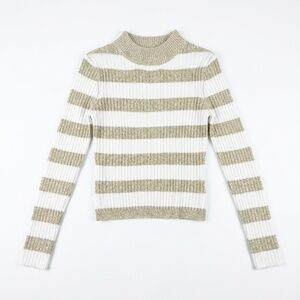 ✨ NWT H&M Divided Gold & White Striped Rib-Knit Sweater M
